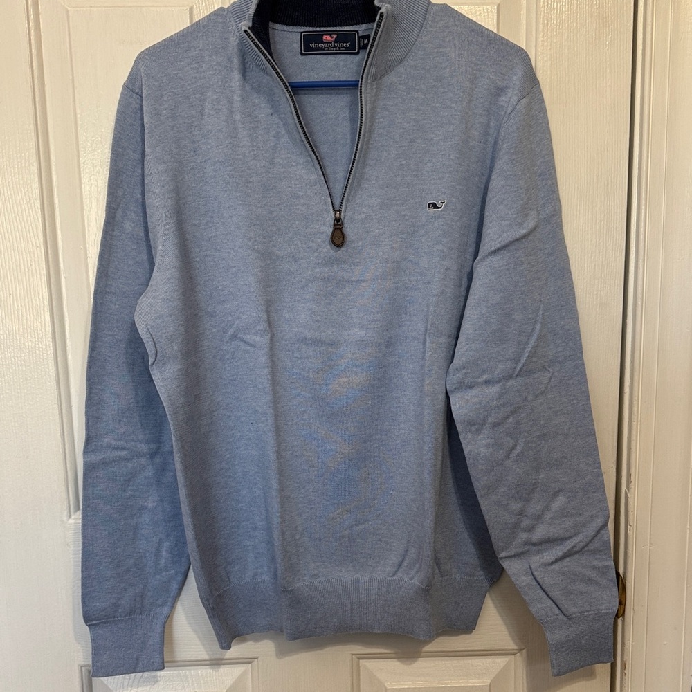 Vineyard Vines Men's Heather Light Blue Half-Zip Pullover